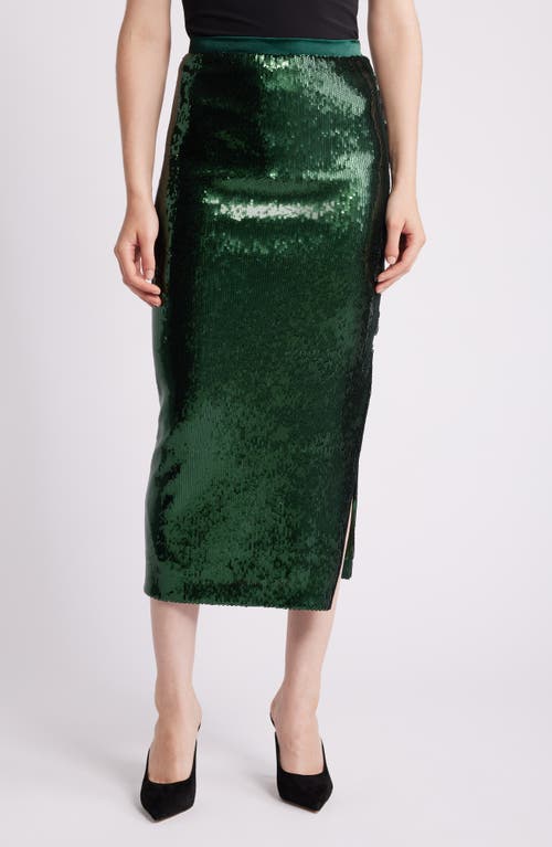 Hugo Boss Boss Eluxia Sequin Midi Skirt In Court Green