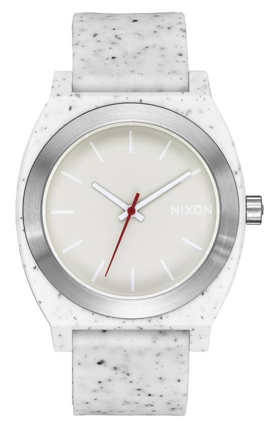 Nixon Time Teller Opp Silicone Strap Watch, 39.5mm In Vanilla Speckle
