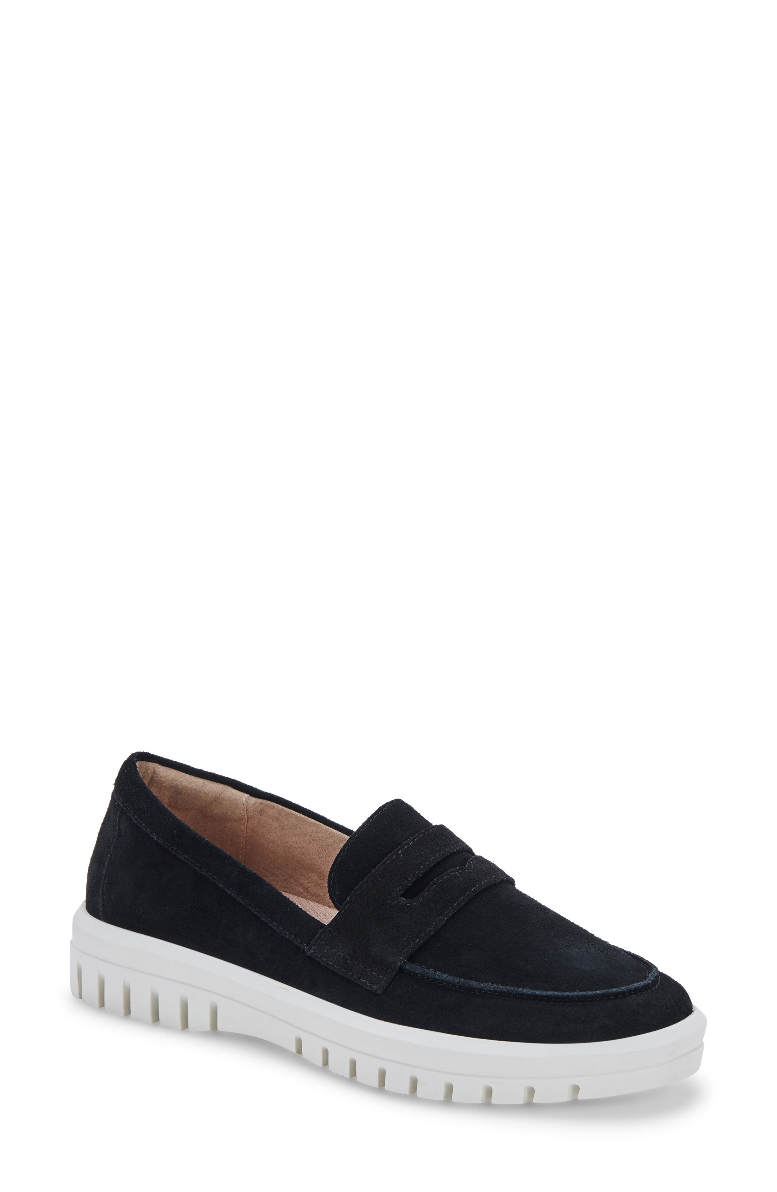 black flat slip ons