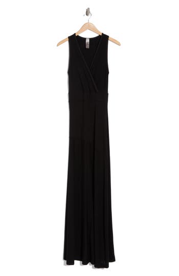 Go Couture Faux Wrap Maxi Dress In Black