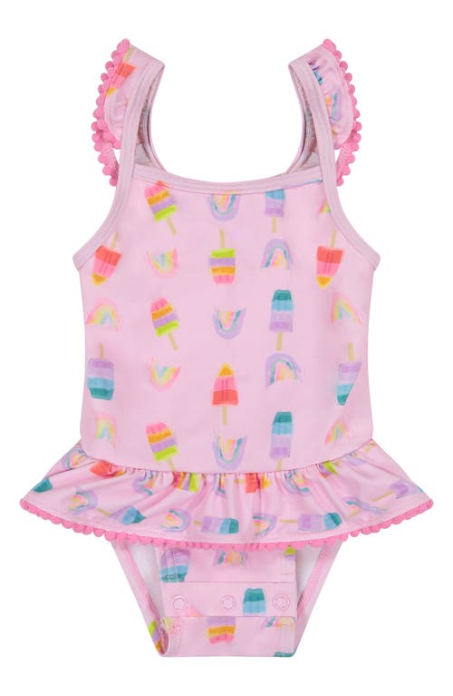 Andy & Evan Ruffle One-Piece Swimsuit & Hat Set in Pink Popsicle at Nordstrom, Size 18-24M