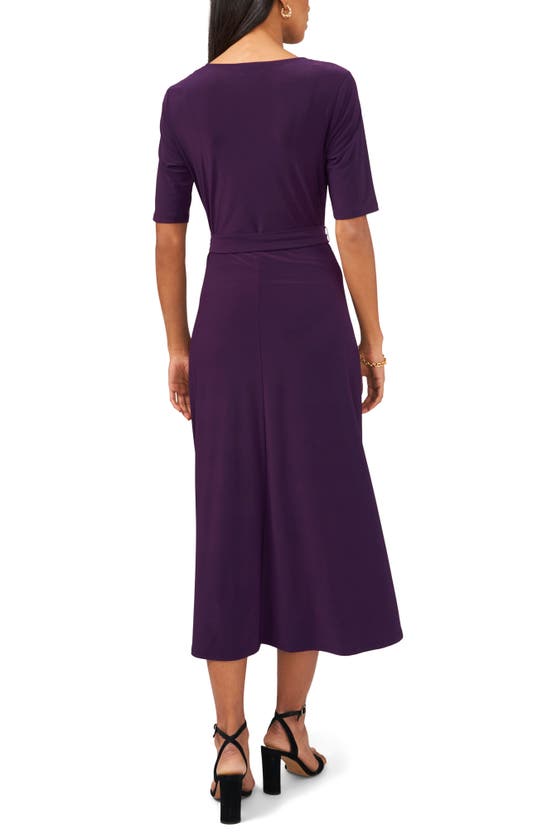 CHAUS CHAUS V-NECK BELTED MIDI DRESS