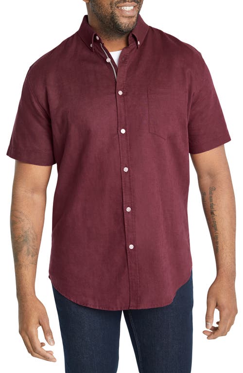 Fresno Short Sleeve Linen Blend Button-Down Shirt in Pinot