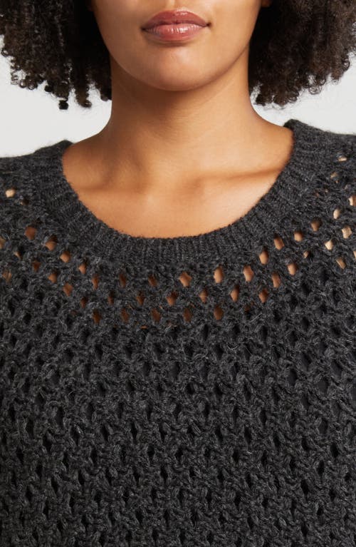 Eileen Fisher Open Knit Sweater In Charcoal