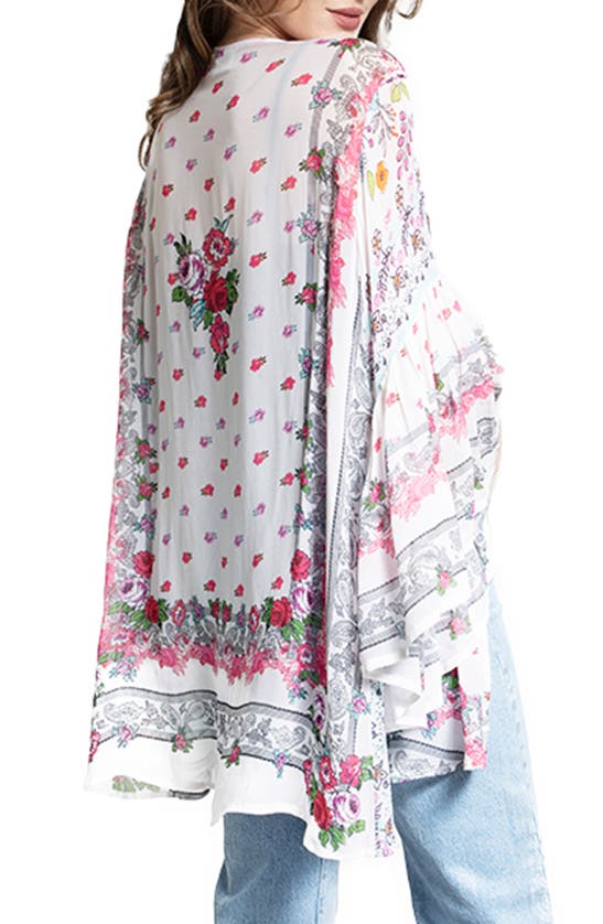 Shop Saachi Floral Print Ruffle Sleeve Cover-up Kaftan In Natural
