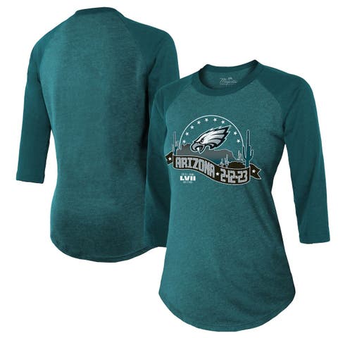 Women's Majestic Threads Jalen Hurts White Philadelphia Eagles Off-Shoulder  Tie-Dye Name & Number Long Sleeve V-Neck Crop-Top T-Shirt