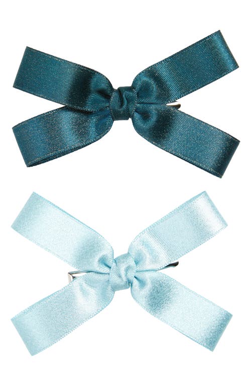 2-Pack Bow Alligator Hair Clips in Green- Blue