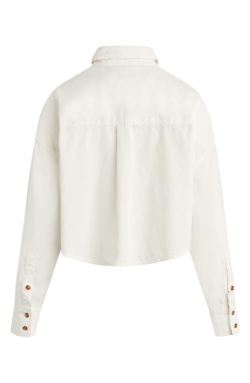 Shop Favorite Daughter The Crop Cotton Corduroy Button-up Shirt In Tusk