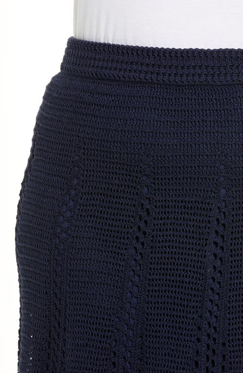 Vince Godet Organic Cotton Crochet Skirt In Navy