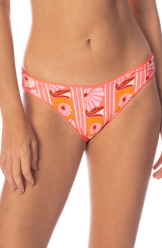 Shop Maaji Fire Coral Sublimity Reversible Bikini Bottoms In Orange
