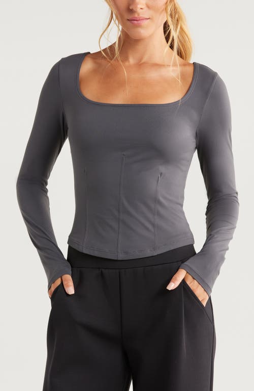 Zella Contour Seam Knit Top in Grey Forged 