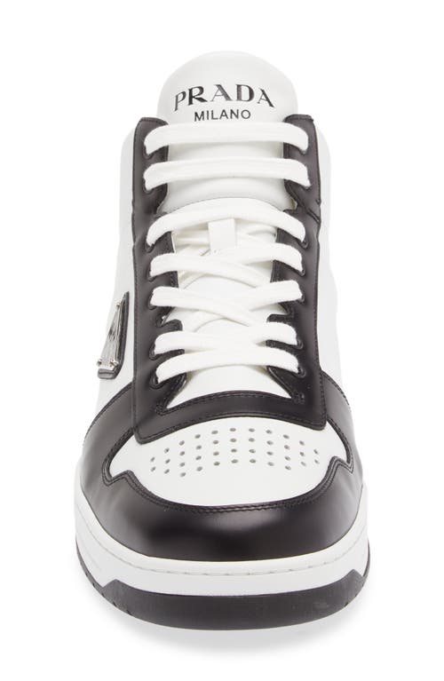 Shop Prada Downtown High Top Sneaker In Bianco/nero 1