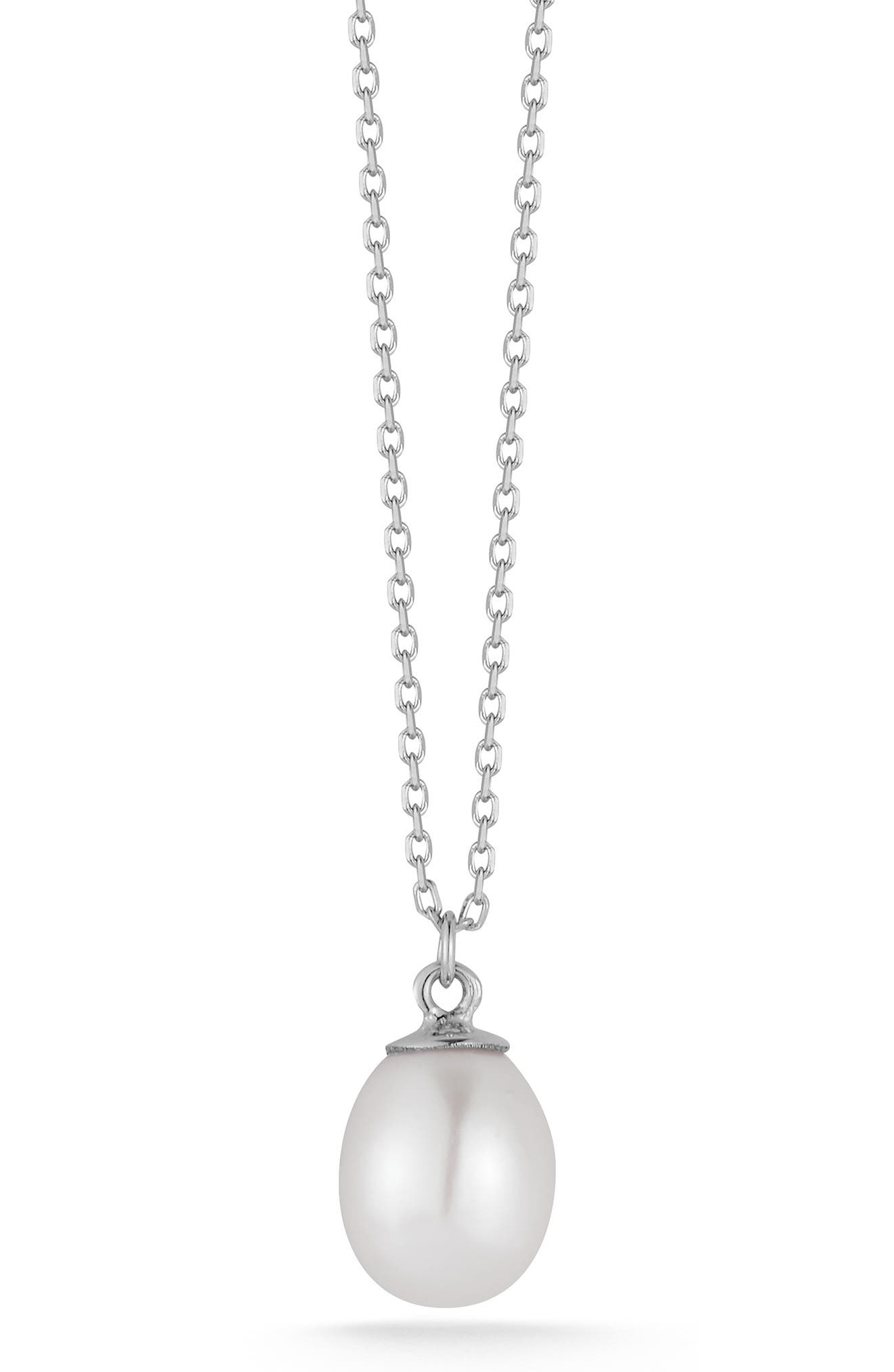 Sphera Milano 14k White Gold 8mm Freshwater Pearl Charm Necklace