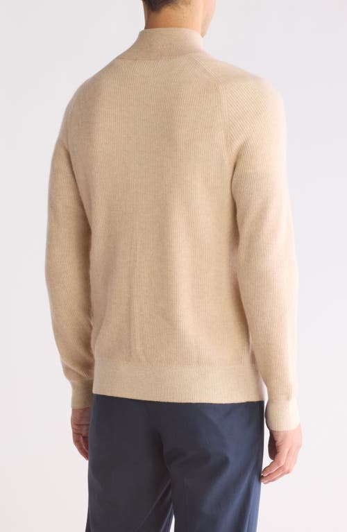 Bruno Magli Rib Cashmere Mock Neck Sweater In Oat White