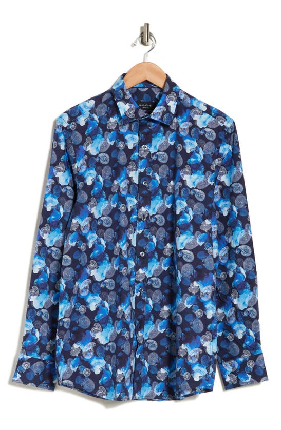 Bugatchi Julian Paisley Stretch Button-up Shirt In Blue