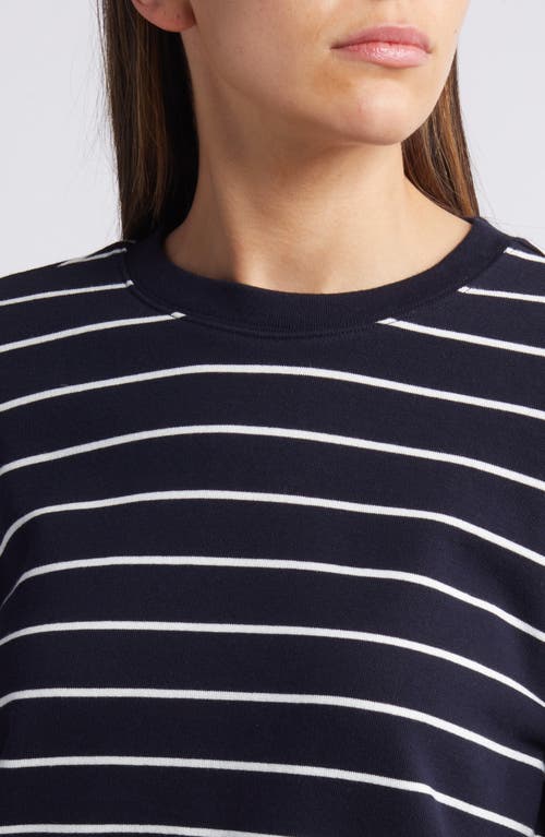 Shop Frame Stripe Blouson Sleeve Cotton Sweatshirt In Navy Multi