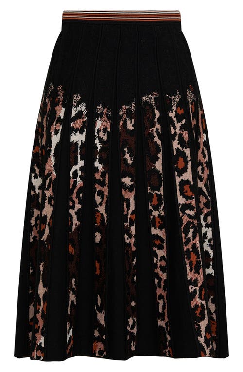 Shop Dvf Hutch Animal Print Pleated Sweater Skirt In Jungle Cat Sm/black