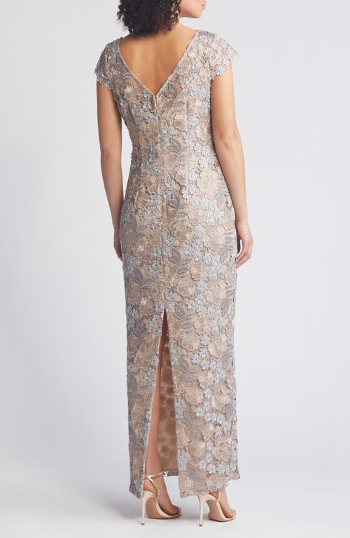 Shop Xscape Evenings Floral Lace Sheath Gown In Rose/gold