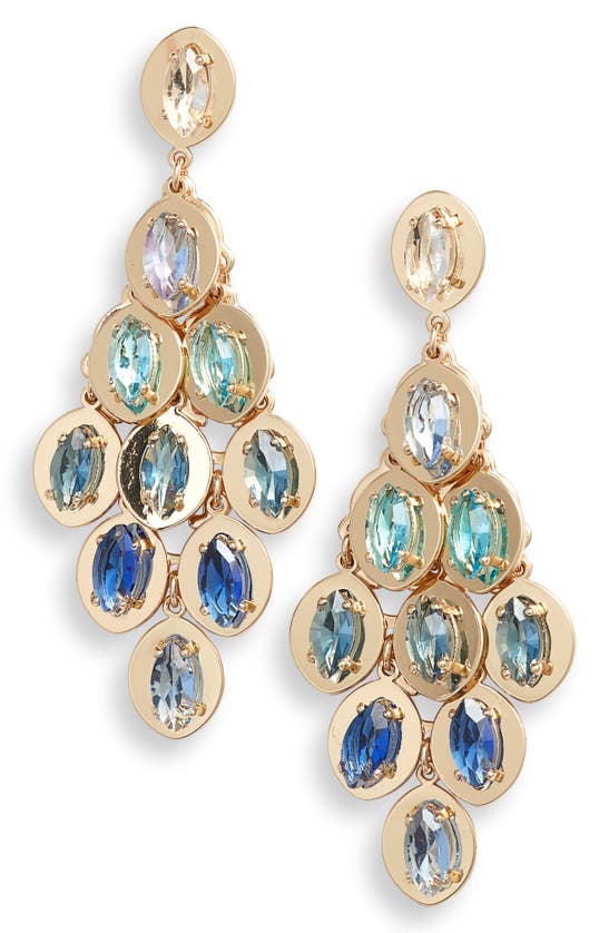 Shop Nordstrom Crystal Disc Chandelier Drop Earrings In Blue Ombre- Gold