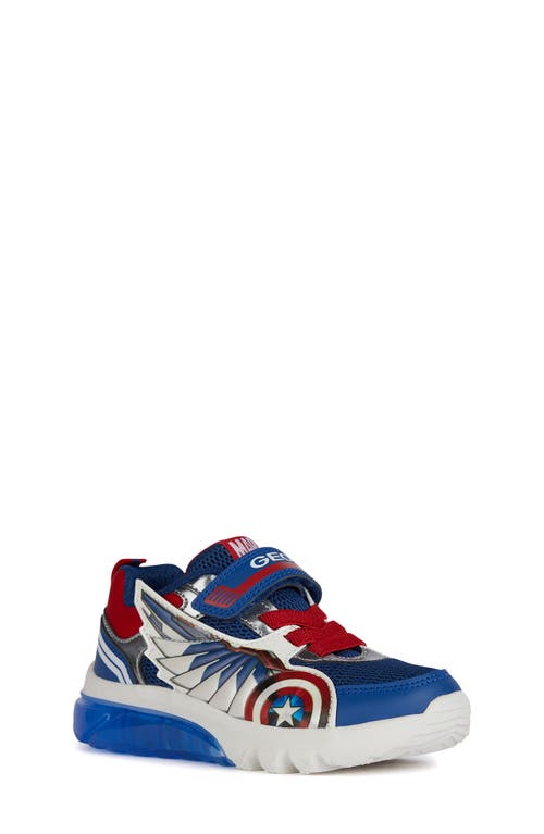 Geox X Marvel Kids' Ciberdron Sneaker In Blue/red