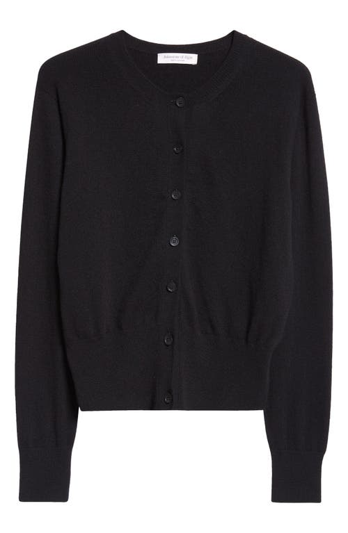 Johnstons Of Elgin Cashmere Crewneck Cardigan In Black