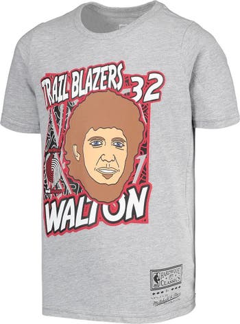 Youth Portland Trail Blazers Bill Walton Red Hardwood Classics Name &  Number T-Shirt