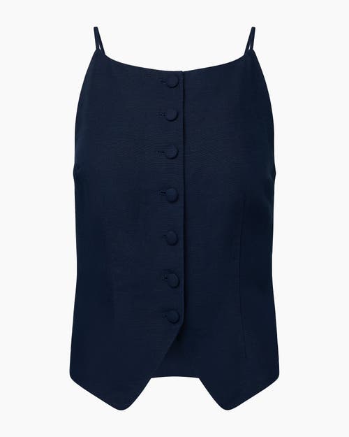 Onia Air Linen High Neck Top In Deep Navy