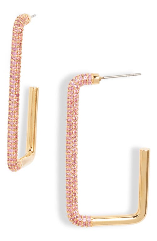 NORDSTROM NORDSTROM PAVÉ CUBIC ZIRCONIA RECTANGLE HOOP EARRINGS