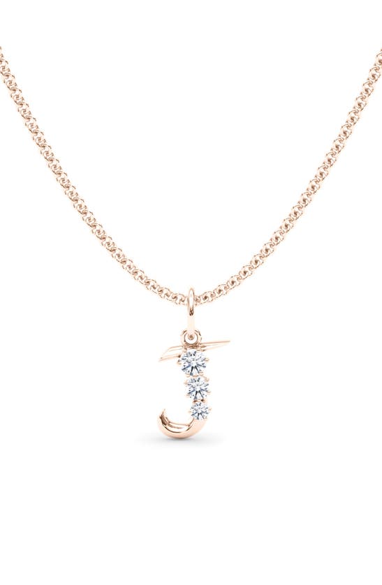 Hautecarat Graduated Lab-created Diamond Initial Letter Pendant Necklace In J - 18k Rose Gold