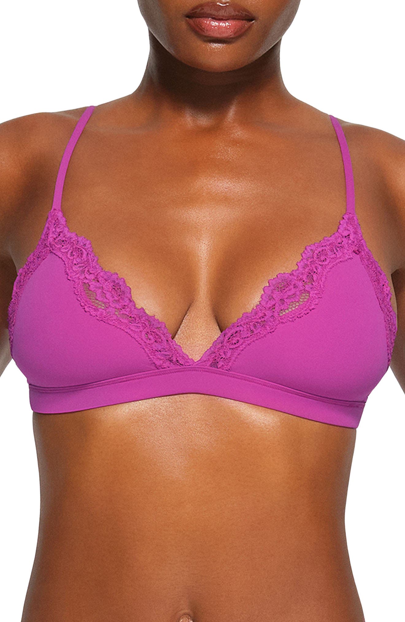 SKIMS Fits Everybody Lace Triangle Bralette in Cocoa