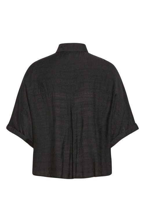 Shop City Chic Izzy Crop Button-up Shirt In Black