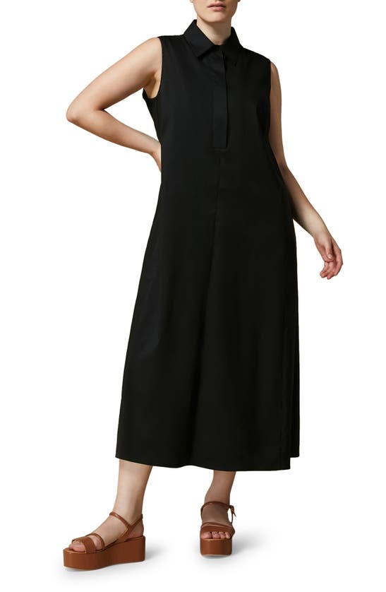 Shop Marina Rinaldi Dire Sleeveless Maxi Poplin Shirtdress In Black