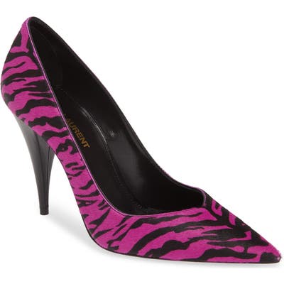 Saint Laurent Kiki Zebra Stripe Genuine Calf Hair Pump, Pink
