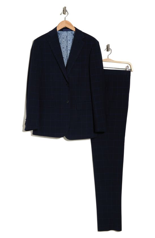 Shop English Laundry Plaid Trim Fit Notch Lapel Two-piece Suit In Blue