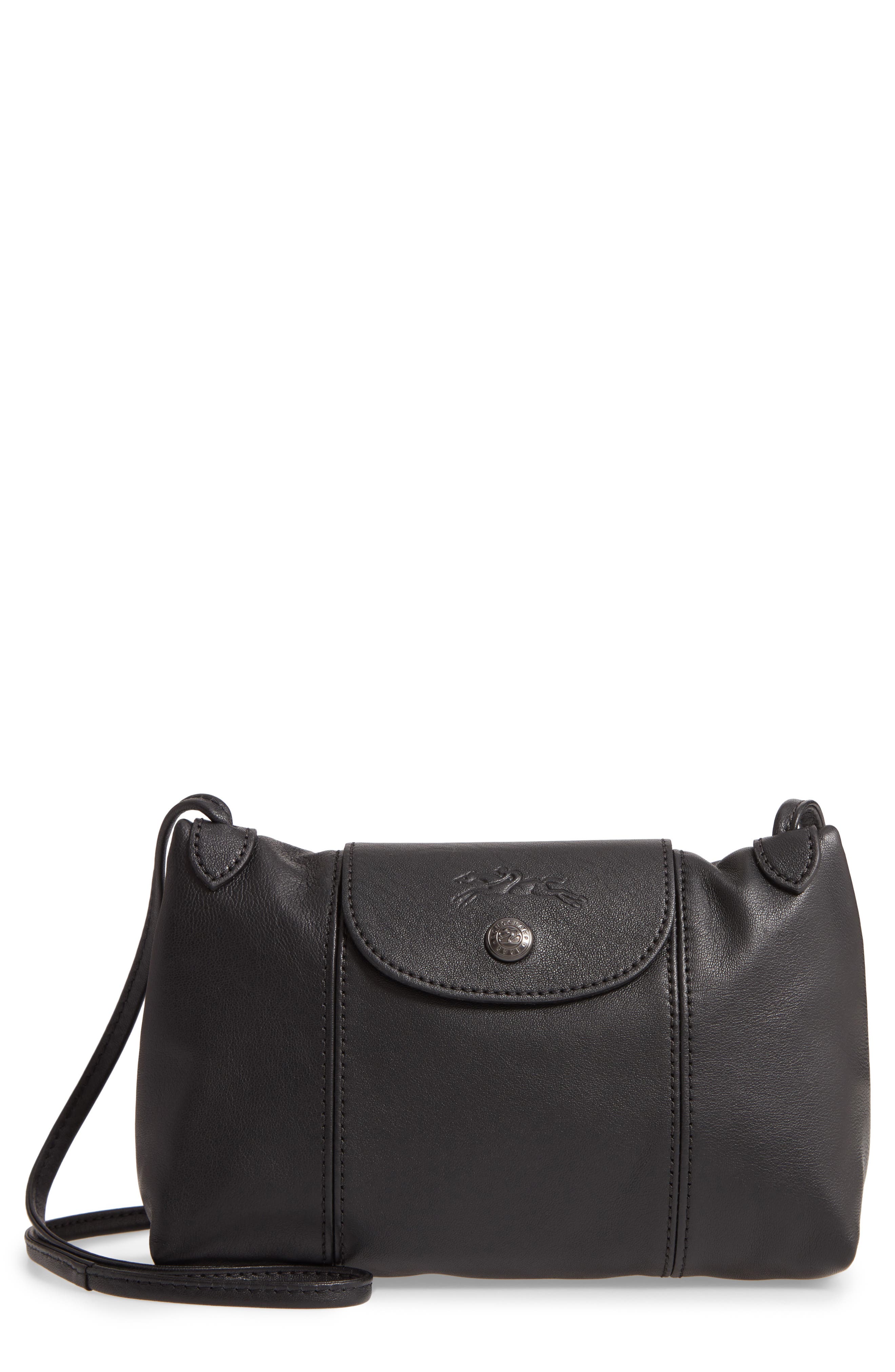 longchamp black leather crossbody bag