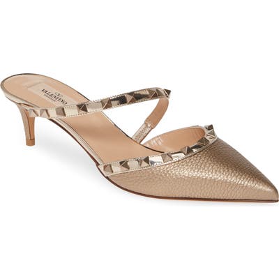 Valentino Garavani Rockstud Asymmetrical Strap Mule - Metallic