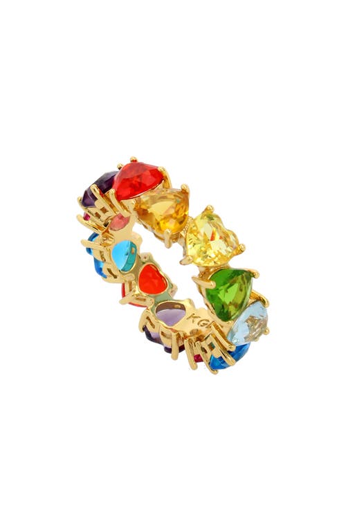 Shop Kurt Geiger London Heart Crystal Tennis Ring In Gold Multicolor