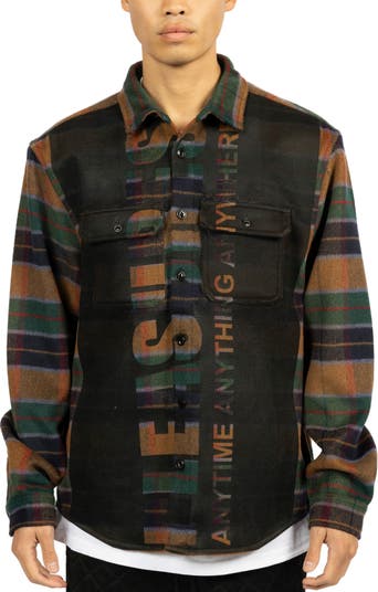 Anytime Stripe Wool Blend Flannel Button-Up Work Shirt