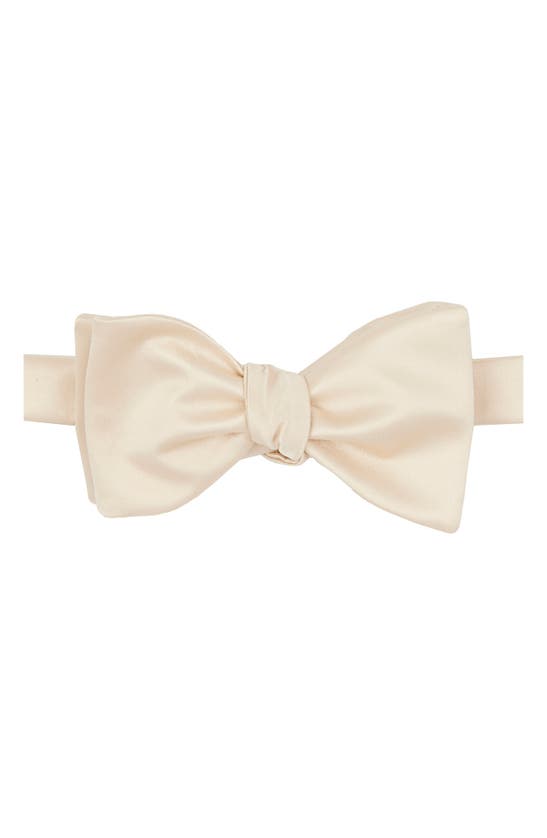 Shop Construct Solid Satin Bow Tie In Vanilla