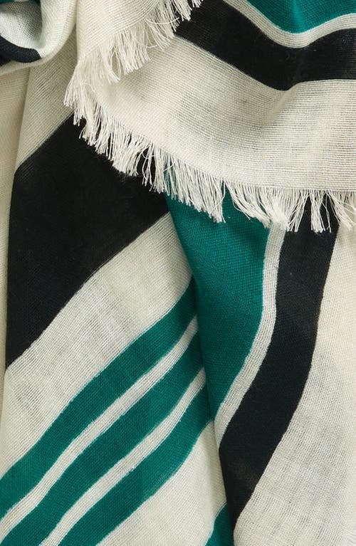 Shop Rag & Bone Astra Stripe Cotton Scarf In Emerald Green