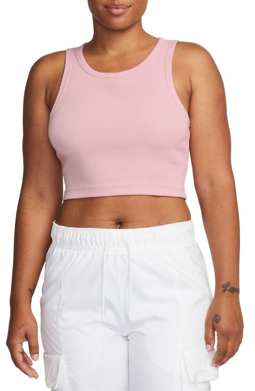 Crop Cotton Blend Tank Top in Pink Glaze