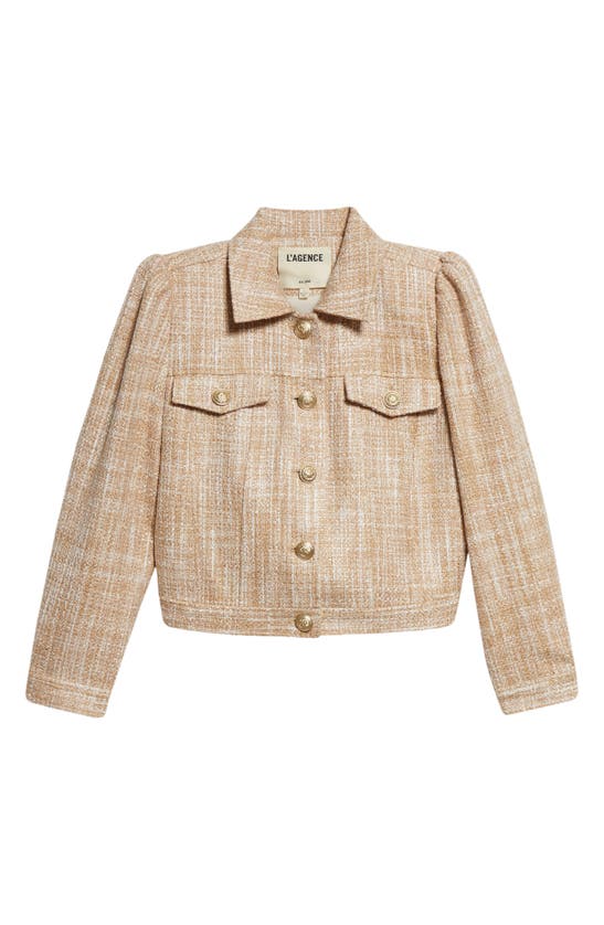 Shop L Agence L'agence Kasey Tweed Crop Jacket In Bone Multi