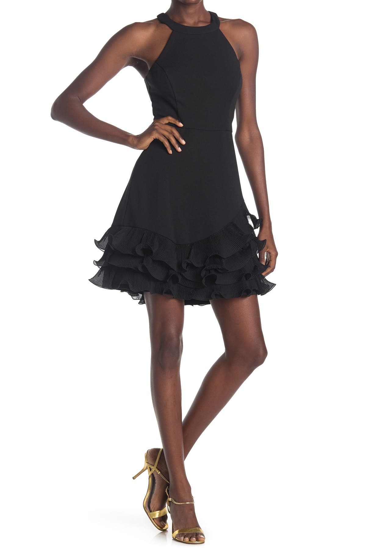 guess ruffled halter dress