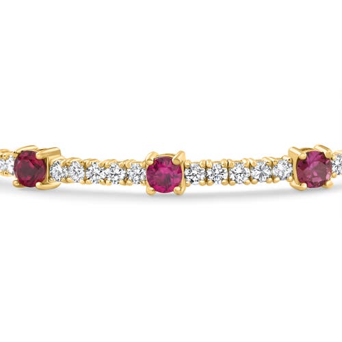 BLISS DIAMOND BLISS DIAMOND 5CT RUBY & DIAMOND DIAMOND TENNIS FLEXIBLE BANGLE BRACELET GOLD LAB GROWN 