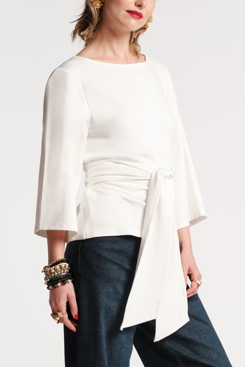 Frances Valentine Whitney Wrap Top In Oyster In Oyster