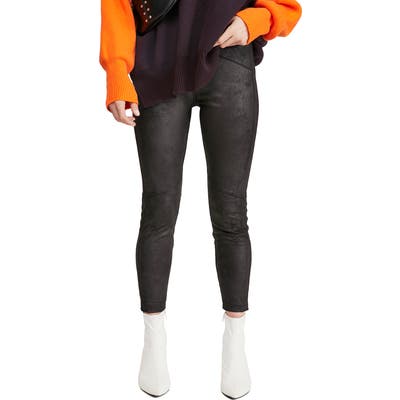Free People Faux Suede Leggings, Black
