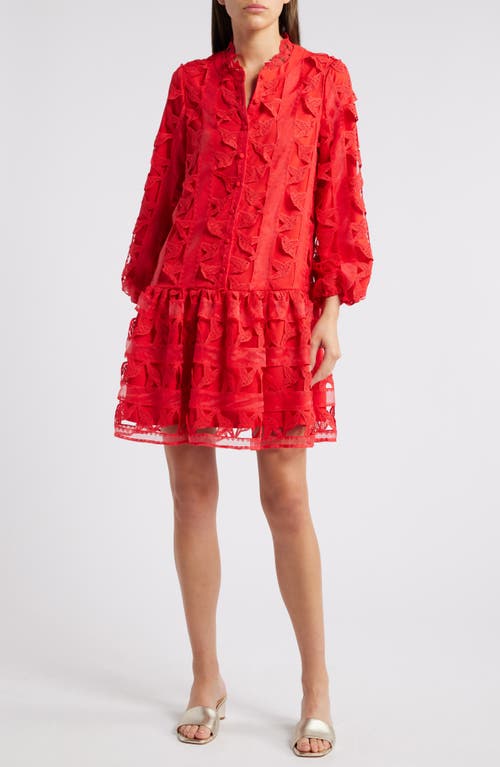 Ciebon Wylla Humbird Lace & Organza Drop Waist Dress In Red