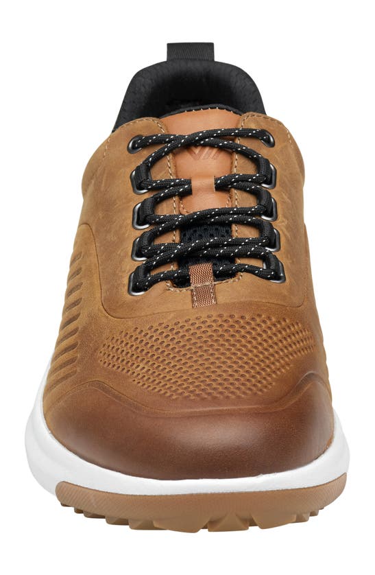 Shop Johnston & Murphy Amherst Gl1 Luxe Hybrid Waterproof Golf Sneaker In Tan Oiled Waterproof Full