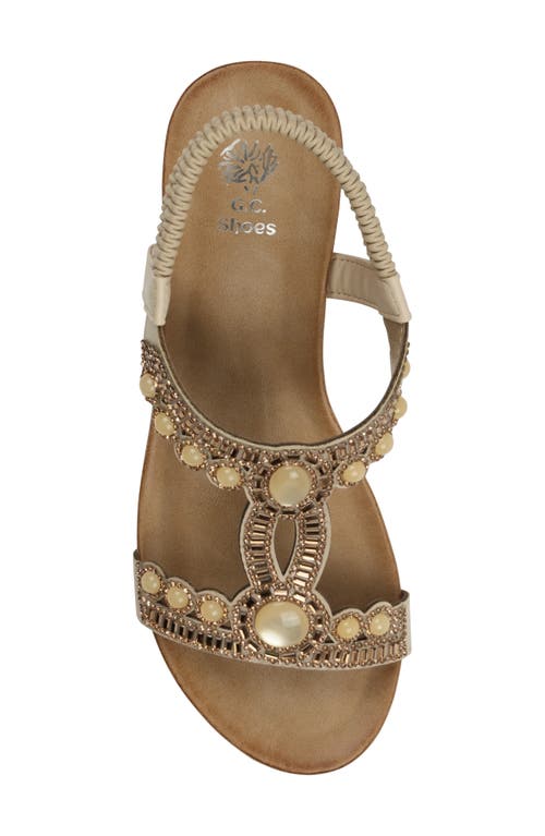 Good Choice New York Fiah Embellished Ankle Strap Wedge Sandal In Natural