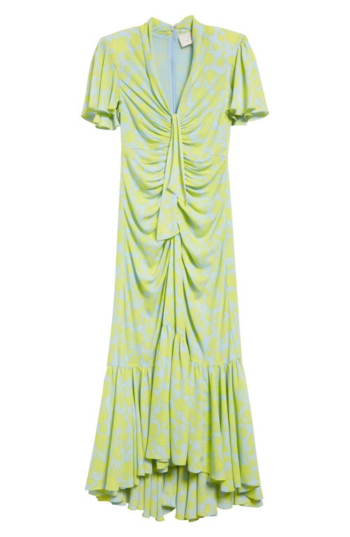 Shop Cinq À Sept Peeta Ruched High-low Midi Dress In Serene Sky/fres